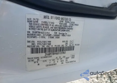 2010 Ford Crown Victoria Police/Police Interceptor from USA, damaged, VIN 2FABP7BV4AX135965